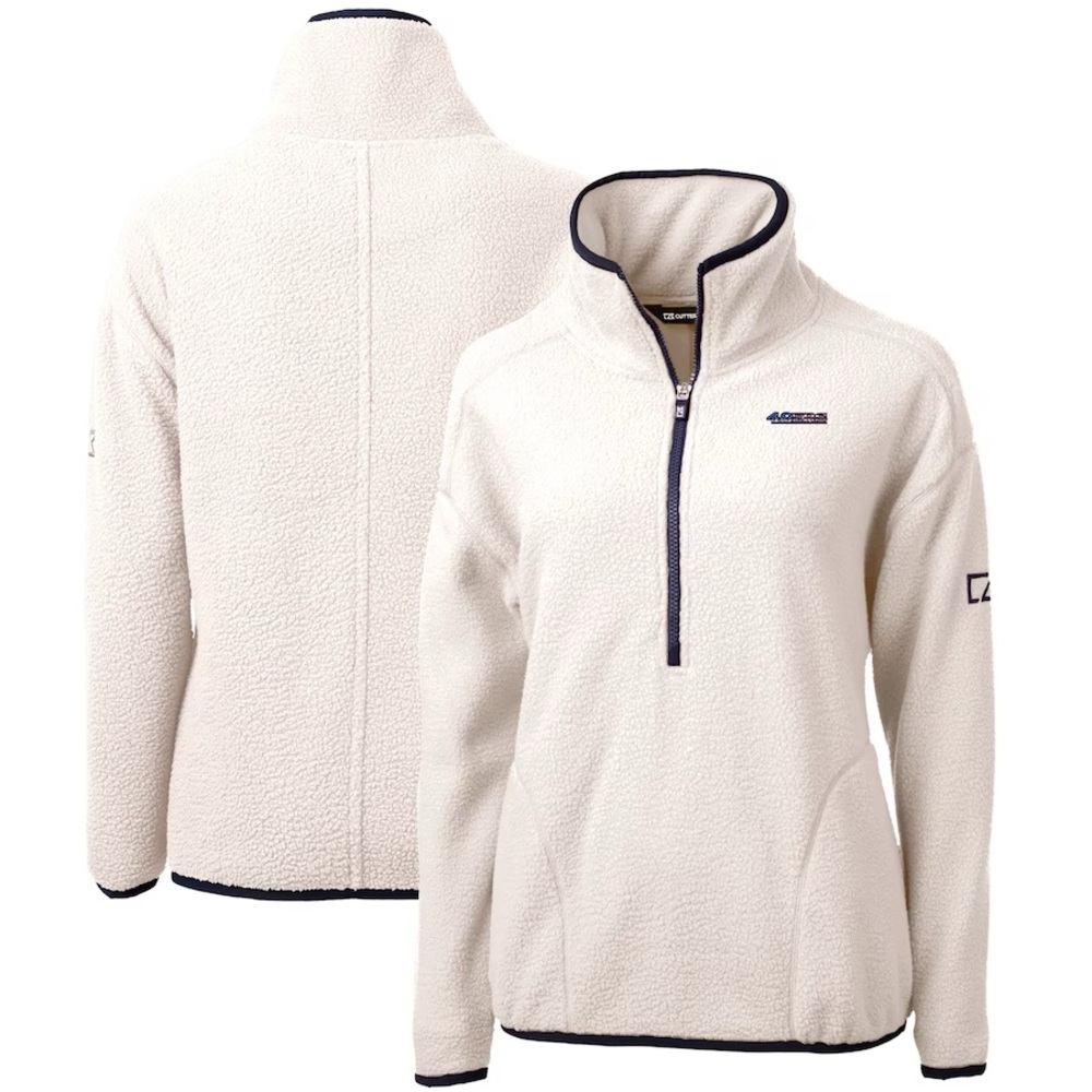 Women's Cream San Francisco 49ers Sherpa Fleece Half-Zip Pullover Jacket